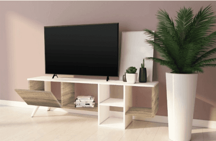 وحدة تليفزيون 30×150 سم – ابيض بيج – TV073