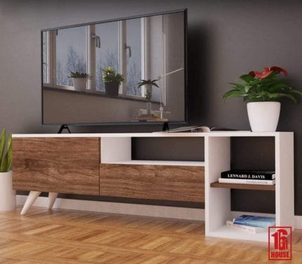 وحدة تليفزيون 30×150 سم – أبيض بنى – TV050