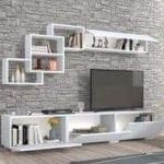 وحدة تليفزيون مع مكتبة علوية 40×240 سم – أبيض – TV051