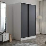 دولاب ملابس 2 ضلفة 220×120 سم - ابيض رمادى - DHL-010