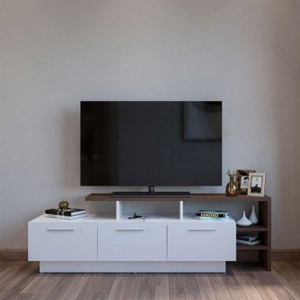 وحدة تليفزيون 40×180 سم – أبيض بنى – TV040