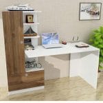 مكتب مع ارفف جانية 60×150 سم - ابيض بنى - DSK012