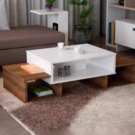 ترابيزة انترية 120×60 سم - بنى ابيض - TA010