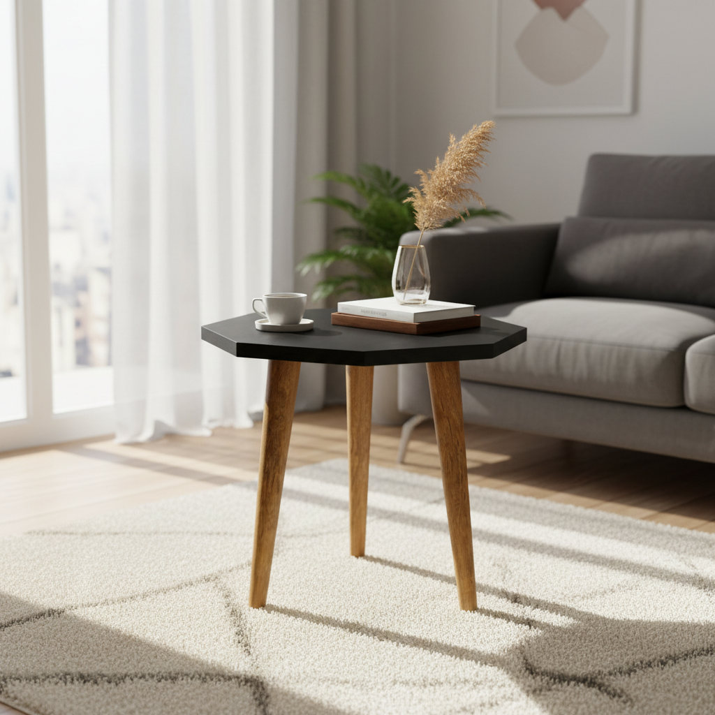 creative-studio-asset-8aac0d62-e8e7-4ecb-8569-f36f57e7b1d0 ترابيزة جانبيه ثماني الشكل بلون اسود - الصورة 1