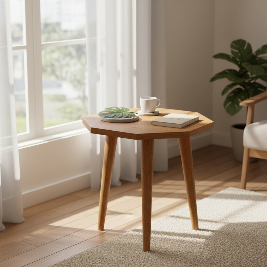 creative-studio-asset-8c6fc4af-3236-43b1-b7a9-d4518a005103 ترابيزة جانبيه ثماني الشكل بلون خشبي - الصورة 1